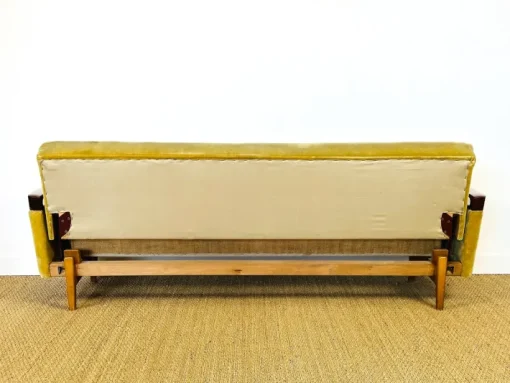 Pamono Vintage Scandinavian Teak and Velvet Convertible Sofa and Armchair, 1960s, Set of 2 Hot