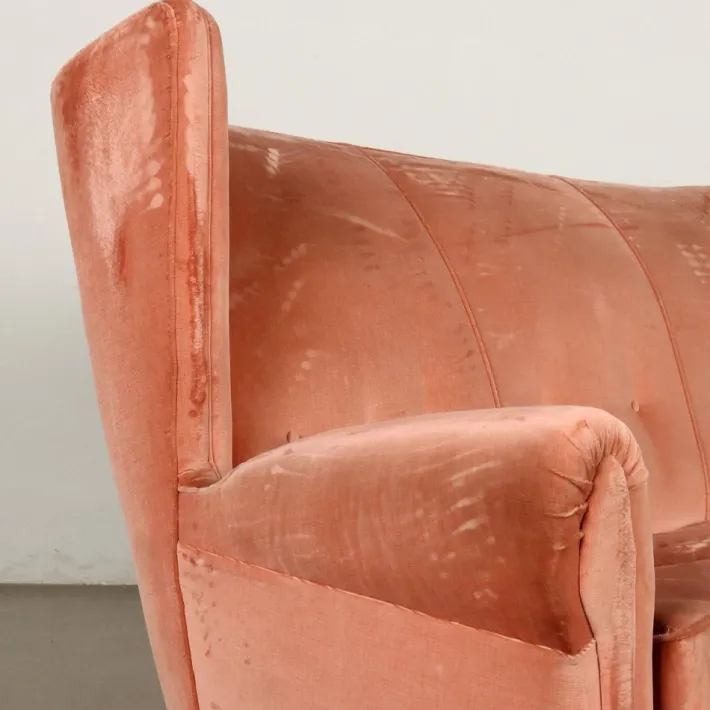 Pamono Vintage 3-Seater Velvet Sofa, Italy, 1950s Sale