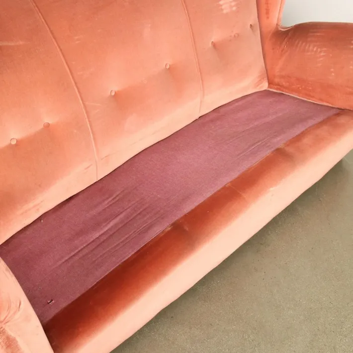 Pamono Vintage 3-Seater Velvet Sofa, Italy, 1950s Sale
