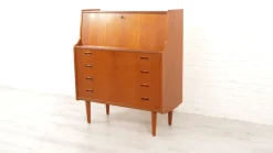Pamono Vintage Secretaire in Teak with Mirror Hot