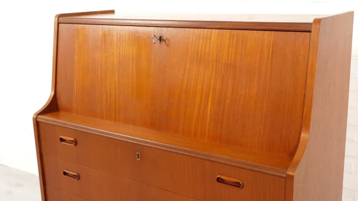 Pamono Vintage Secretaire in Teak with Mirror Hot