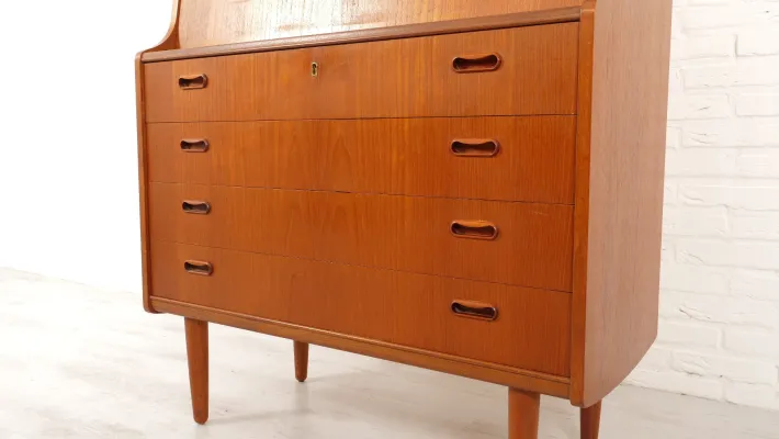 Pamono Vintage Secretaire in Teak with Mirror Hot
