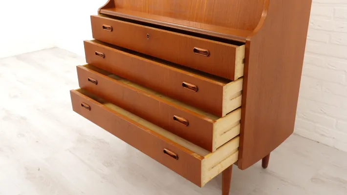 Pamono Vintage Secretaire in Teak with Mirror Hot