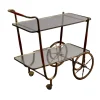 Pamono Vintage Service Trolley in Wood, Brass & Glass, Italy, 1950s