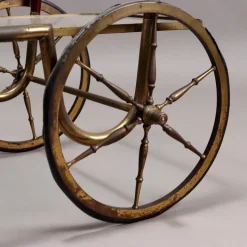 Pamono Vintage Service Trolley in Wood, Brass & Glass, Italy, 1950s