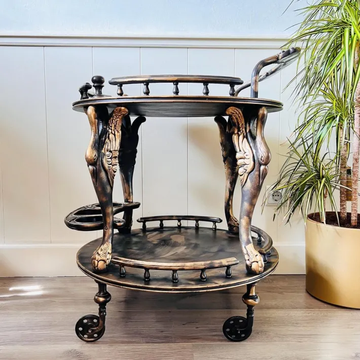 Pamono Vintage Serving Trolley Serving Side Table on Wheels New