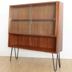 Pamono Vintage Showcase Cabinet with Shelf and Glass Sliding Doors Outlet