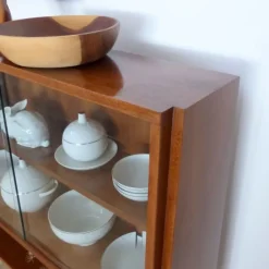 Pamono Vintage Showcase Cabinet with Shelf and Glass Sliding Doors Outlet