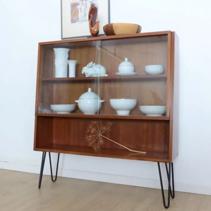 Pamono Vintage Showcase Cabinet with Shelf and Glass Sliding Doors Outlet