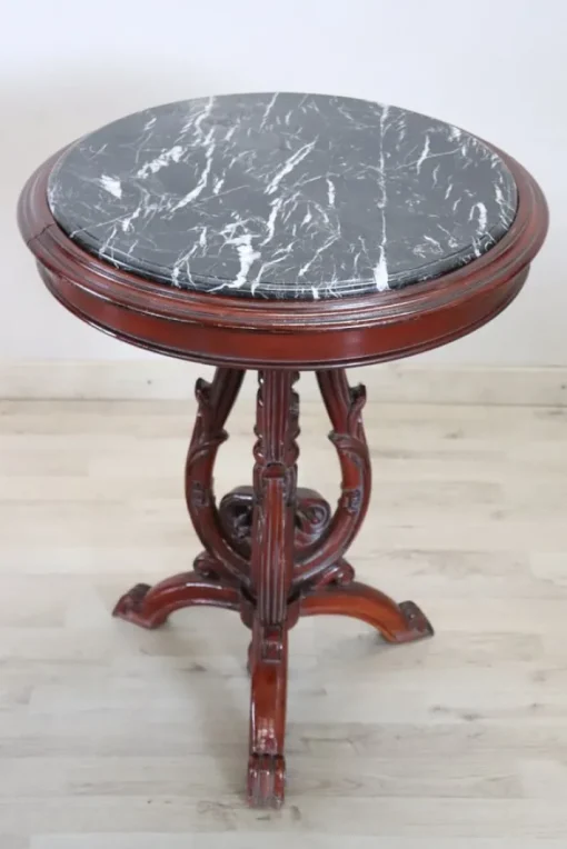 Pamono Vintage Side Table in Beech with Marble Top, 1980s New
