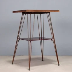 Pamono Vintage Side Table with Metal Frame and Double Glass Top, 1960s