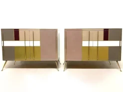 Pamono Vintage Sideboard in Stained Glass and Brass, 1970s Discount
