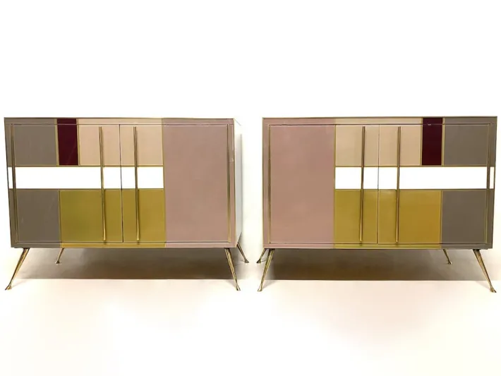 Pamono Vintage Sideboard in Stained Glass and Brass, 1970s Discount