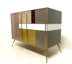 Pamono Vintage Sideboard in Stained Glass and Brass, 1970s Discount