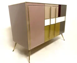 Pamono Vintage Sideboard in Stained Glass and Brass, 1970s Discount