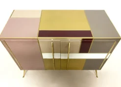Pamono Vintage Sideboard in Stained Glass and Brass, 1970s Discount