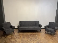 Pamono Vintage Sofa and Armchairs by Pierre Jeanneret, 1956, Set of 3 Hot