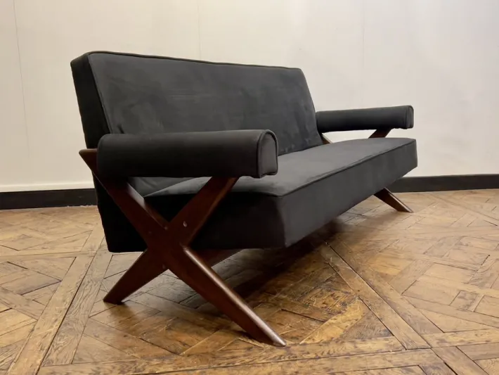 Pamono Vintage Sofa and Armchairs by Pierre Jeanneret, 1956, Set of 3 Hot