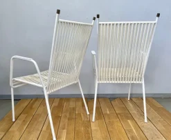 Pamono Vintage Spaghetti Garden Chairs in White in the style of Mauser, 1960s, Set of 2
