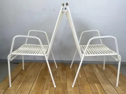 Pamono Vintage Spaghetti Garden Chairs in White in the style of Mauser, 1960s, Set of 2