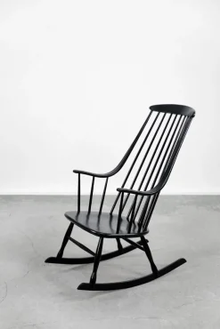 Pamono Vintage Swedish Wooden Black Grandessa Rocking Chair by Lena Larsson for Nesto, 1960s Clearance