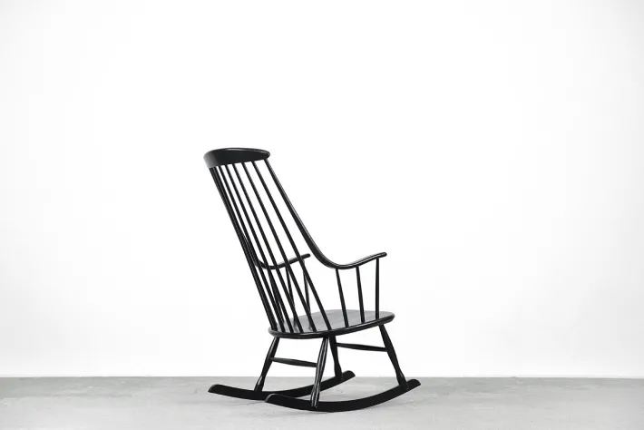 Pamono Vintage Swedish Wooden Black Grandessa Rocking Chair by Lena Larsson for Nesto, 1960s Clearance