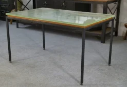 Pamono Vintage Table in Glass and Black Lacquered Metal, 1960s Best