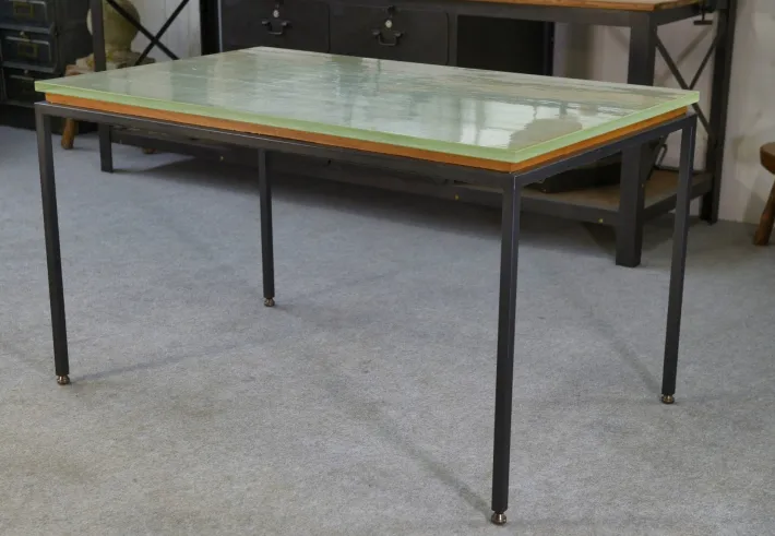 Pamono Vintage Table in Glass and Black Lacquered Metal, 1960s Best