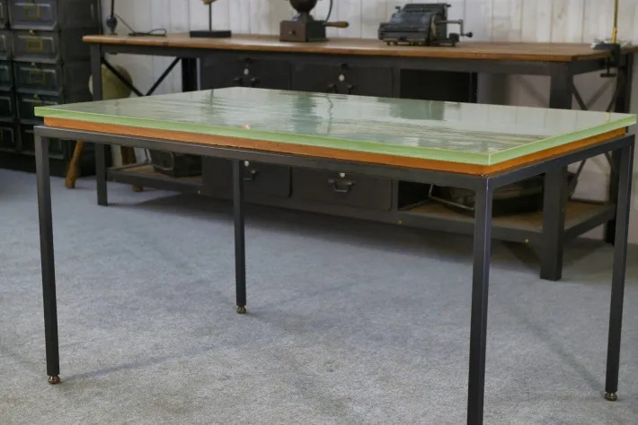 Pamono Vintage Table in Glass and Black Lacquered Metal, 1960s Best