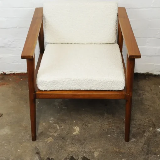 Pamono Vintage Teak and Boucle Angular Armchair, 1960s Best