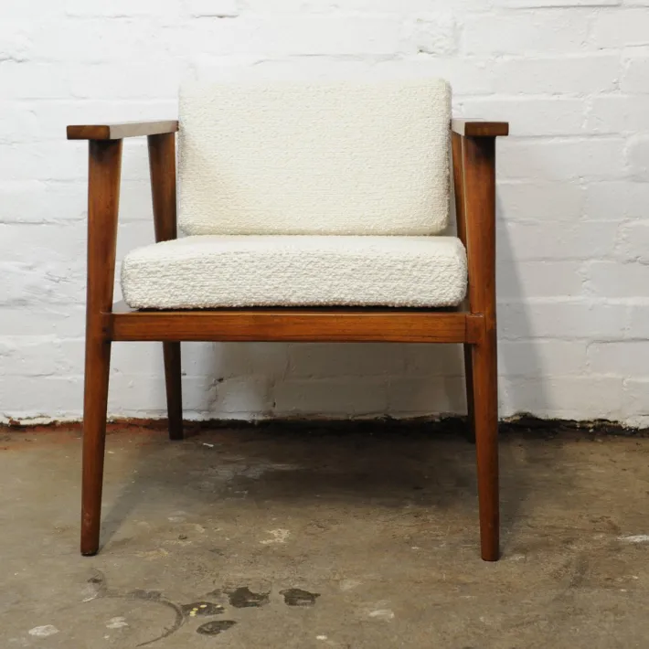 Pamono Vintage Teak and Boucle Angular Armchair, 1960s Best