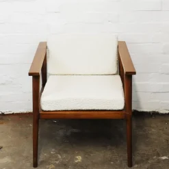 Pamono Vintage Teak and Boucle Angular Armchair, 1960s Best