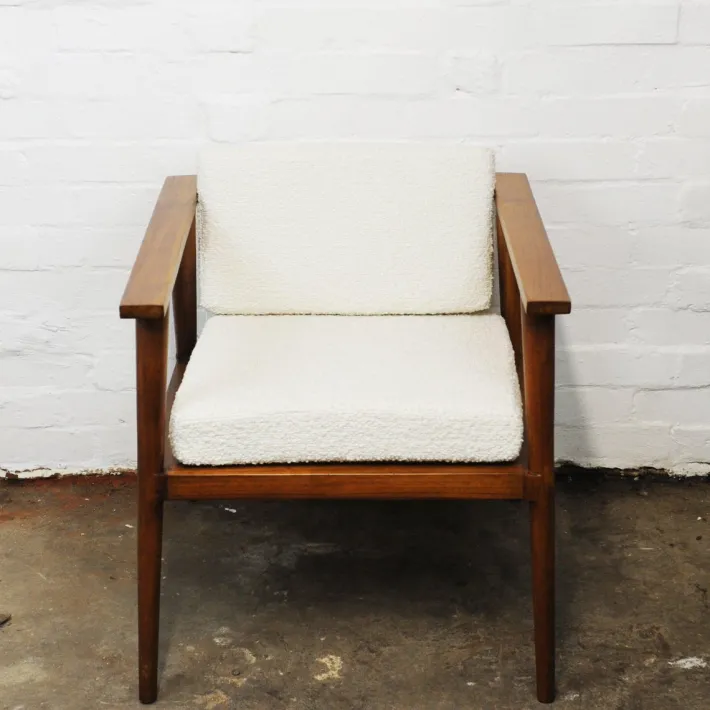 Pamono Vintage Teak and Boucle Angular Armchair, 1960s Best
