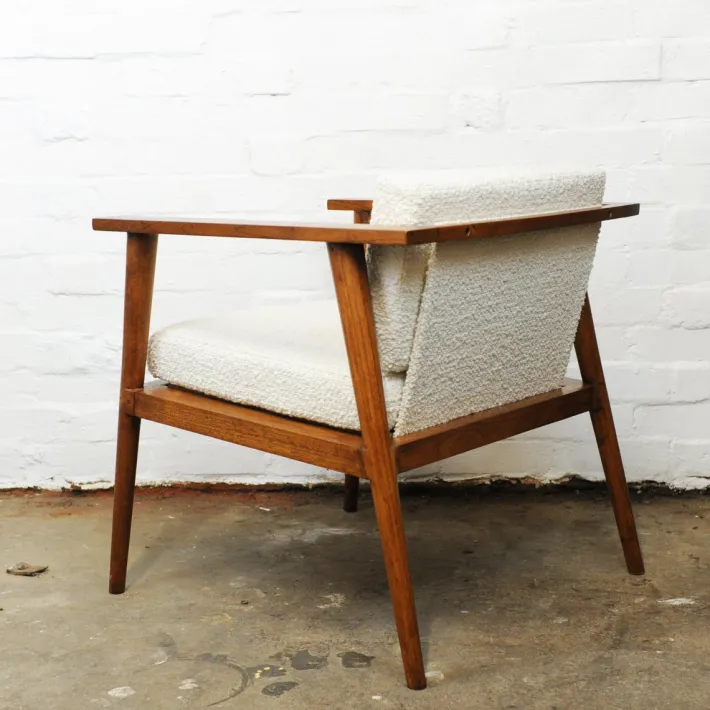 Pamono Vintage Teak and Boucle Angular Armchair, 1960s Best