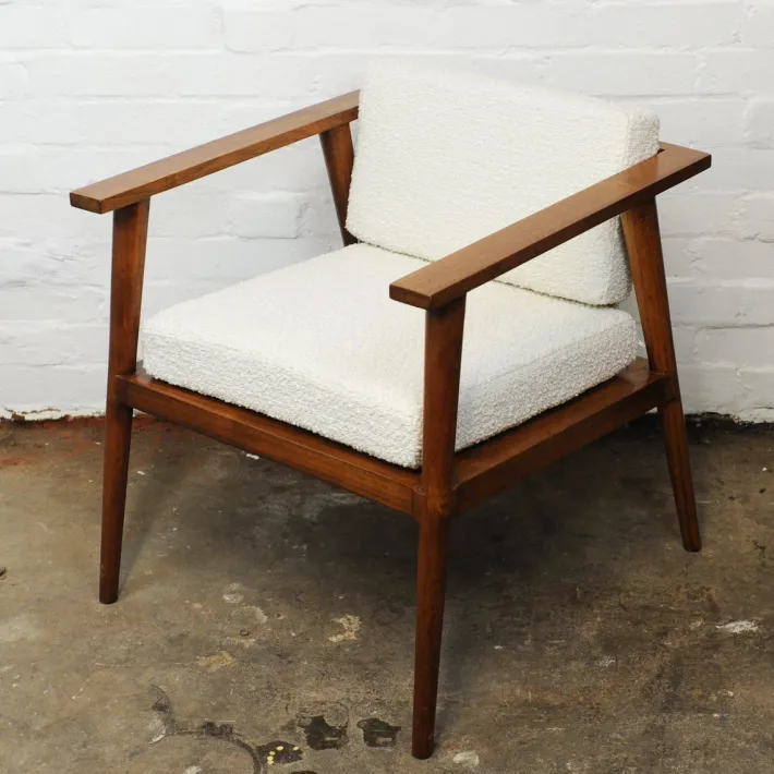 Pamono Vintage Teak and Boucle Angular Armchair, 1960s Best