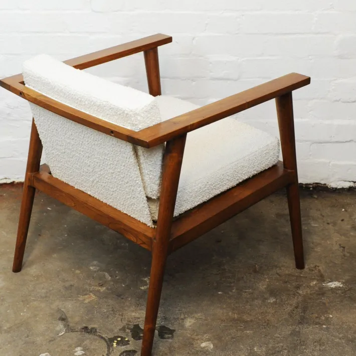 Pamono Vintage Teak and Boucle Angular Armchair, 1960s Best