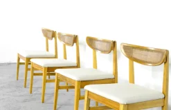 Pamono Vintage Teak and Cane Bergere Chairs, Set of 4 Online
