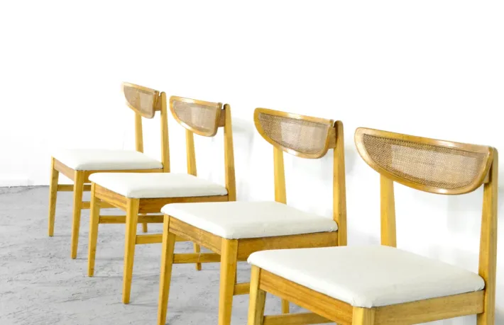 Pamono Vintage Teak and Cane Bergere Chairs, Set of 4 Online