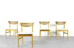 Pamono Vintage Teak and Cane Bergere Chairs, Set of 4 Online