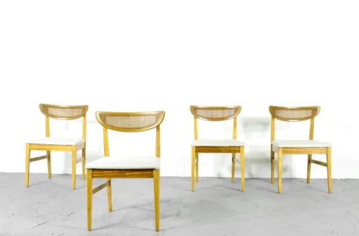 Pamono Vintage Teak and Cane Bergere Chairs, Set of 4 Online