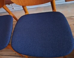 Pamono Vintage Teak Dining Chairs with Navy Blue Covers, 1960s, Set of 6 Clearance