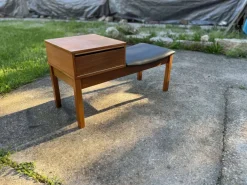 Pamono Vintage Teak Telephone Bench with Vinyl Seat, 1960s New