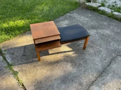 Pamono Vintage Teak Telephone Bench with Vinyl Seat, 1960s New