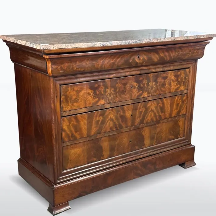 Pamono Vintage 19th Century Louis Philippe Chest of Drawers with Marble, Outlet