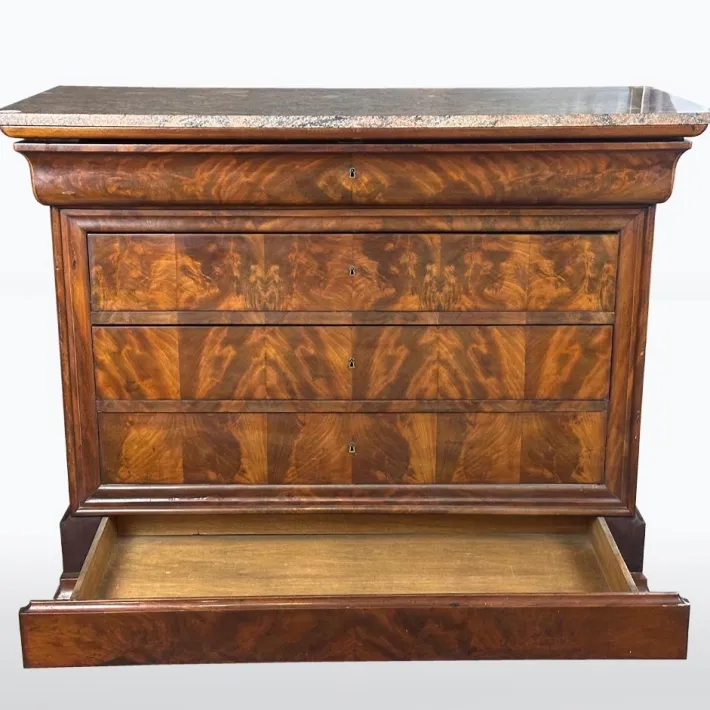 Pamono Vintage 19th Century Louis Philippe Chest of Drawers with Marble, Outlet