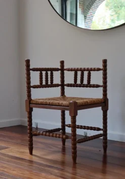 Pamono Vintage Turned Wood Corner Chair, 1950s Discount