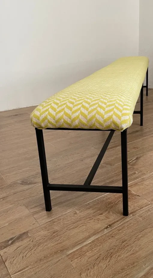 Pamono Vintage Upholstered Metal Bench Discount
