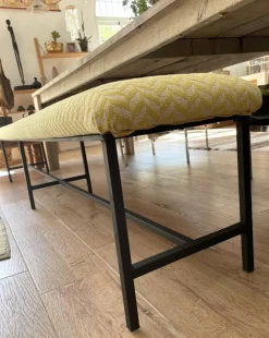 Pamono Vintage Upholstered Metal Bench Discount