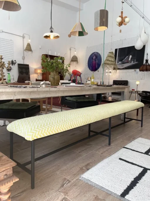 Pamono Vintage Upholstered Metal Bench Discount