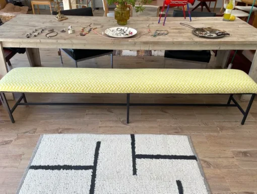 Pamono Vintage Upholstered Metal Bench Discount